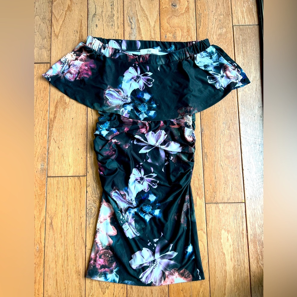 Ripe Floral Maternity Dress Off the Shoulder XS